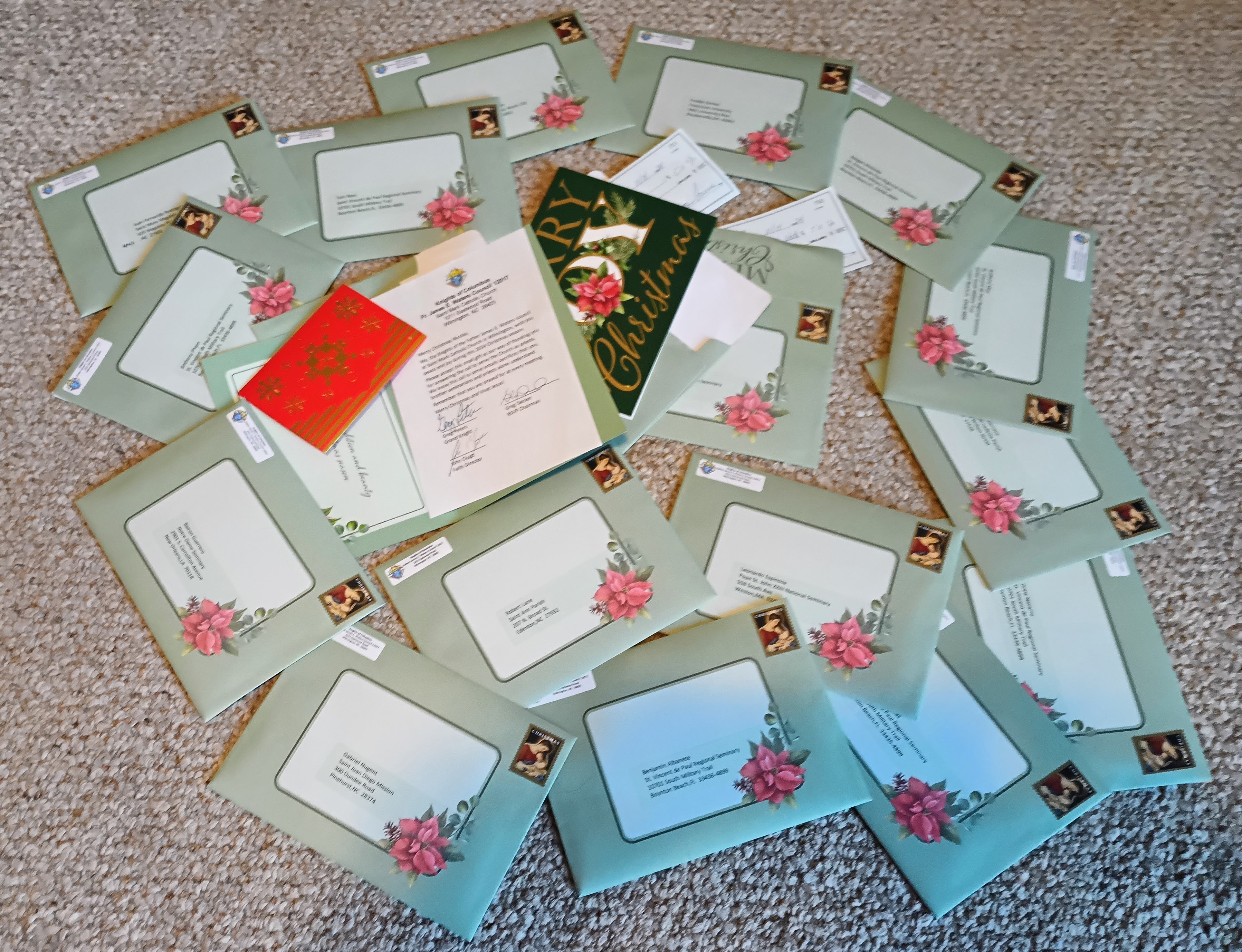 Seminarian Gift Cards and RSVP Checks